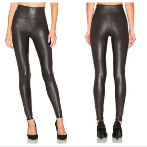 Spanx Black Hi Rise Faux Leather Leggings Black Size Small - Picture 1 of 11